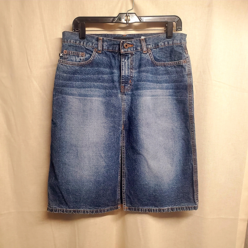Express Medium Blue Denim Pencil Skirt